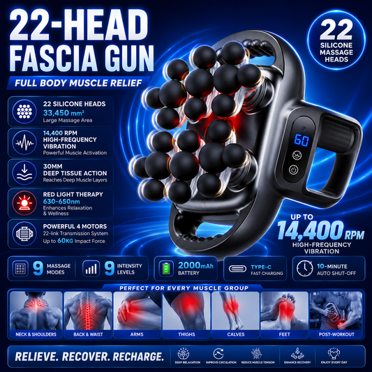 Comfave Deep Tissue Massage Gun - Percussion & Heat Therapy - NEW VERSION 22 HEAD