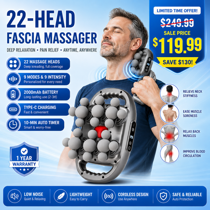 Comfave Deep Tissue Massage Gun - Percussion & Heat Therapy - NEW VERSION 22 HEAD