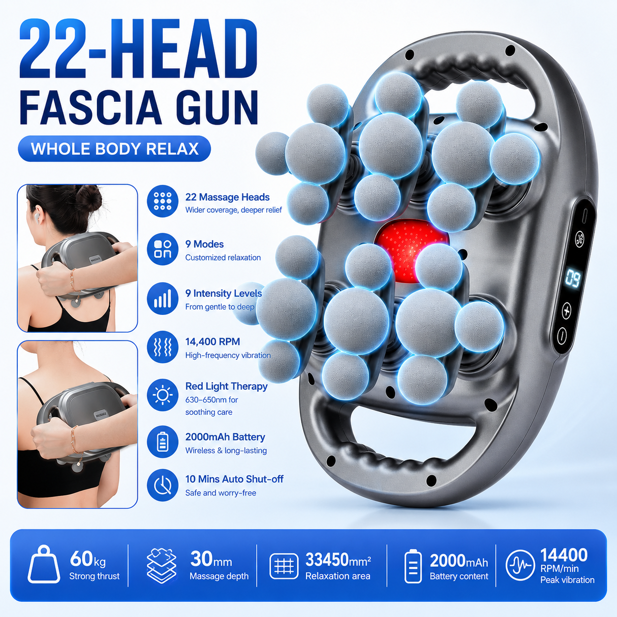 Comfave Deep Tissue Massage Gun - Percussion & Heat Therapy - NEW VERSION 22 HEAD