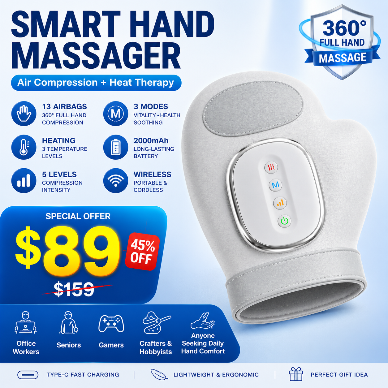 Comfave Hand Massager - Support for Joint, Inflammation & Pain
